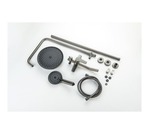 Душевая система Aquanet Лугано AQ2740BGM со смесителем для ванны 255 мм оружейная сталь AQ2740BGM