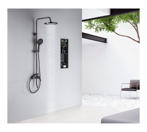 Душевая система Aquanet Лугано AQ2740BGM со смесителем для ванны 255 мм оружейная сталь AQ2740BGM