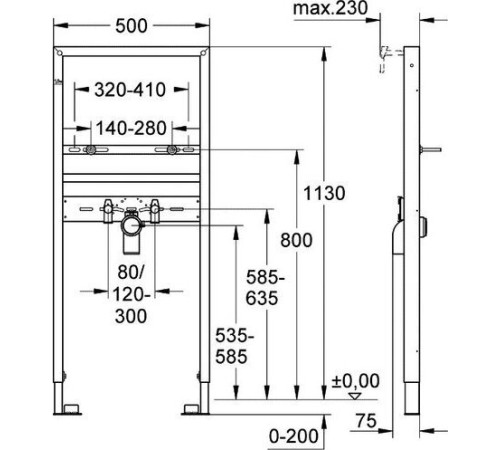 Система инсталляции для раковины GROHE Rapid SL высота 1.13 м 38554001