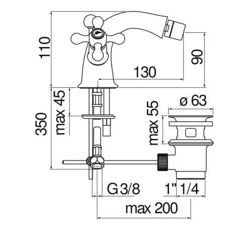 Смеситель для биде Boheme Grazia золото GRC5119/6GDP