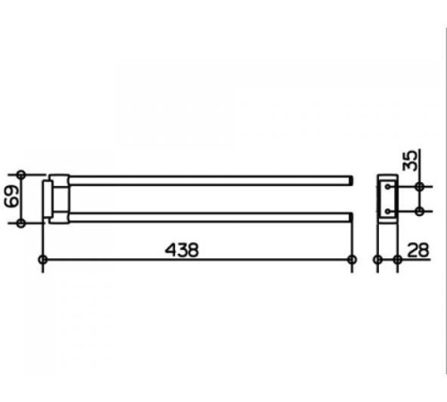 Полотенцедержатель KEUCO PLAN двойной поворотный 439 мм хром 14918010000