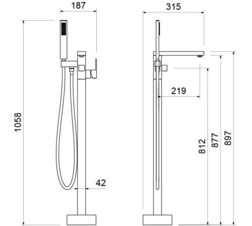 Смеситель для ванны Aquanet Libra напольный AQ1645CR