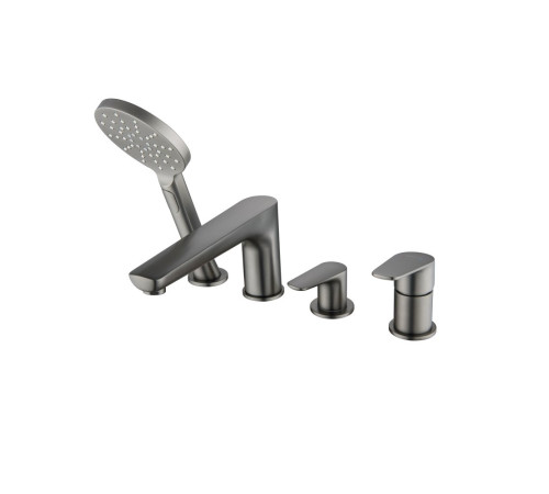 Смеситель на борт ванны Aquanet Бетта на 4 отверстия оружейная сталь AQ1148BGM