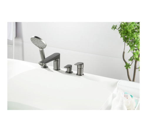 Смеситель на борт ванны Aquanet Бетта на 4 отверстия оружейная сталь AQ1148BGM