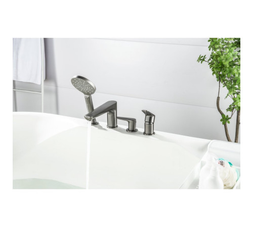 Смеситель на борт ванны Aquanet Бетта на 4 отверстия оружейная сталь AQ1148BGM