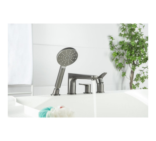 Смеситель на борт ванны Aquanet Бетта на 4 отверстия оружейная сталь AQ1148BGM