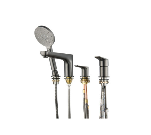 Смеситель на борт ванны Aquanet Бетта на 4 отверстия оружейная сталь AQ1148BGM