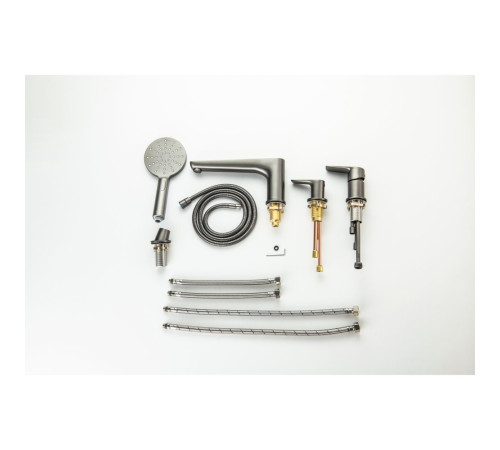 Смеситель на борт ванны Aquanet Бетта на 4 отверстия оружейная сталь AQ1148BGM