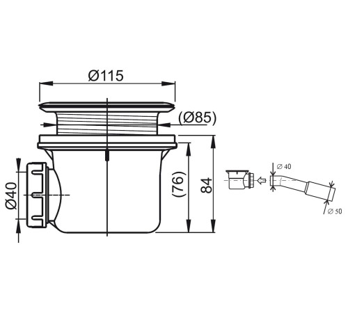 Сифон для душевого поддона RAVAK Basic 90 X01308