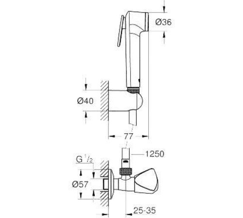Набор для гигиенического душа GROHE Tempesta-F Trigger Spray 30 с угловым вентилем хром 27514001