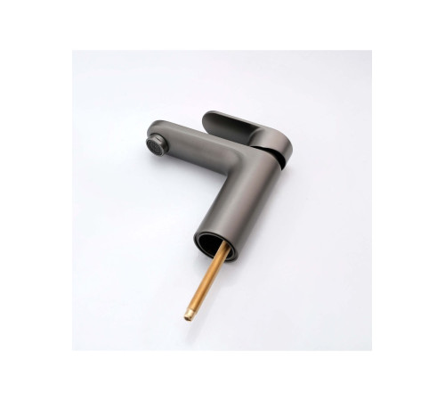 Смеситель для раковины Aquanet Ника с гигиеническим душем оружейная сталь AQ1812BGM