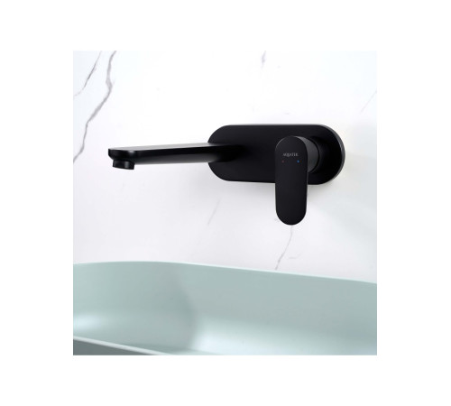 Смеситель для раковины Aquanet Ника настенный скрытого монтажа матовый черный AQ1813MB