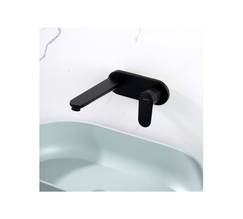Смеситель для раковины Aquanet Ника настенный скрытого монтажа матовый черный AQ1813MB