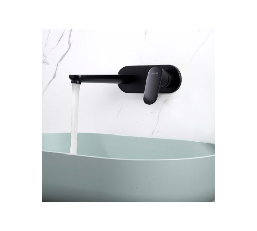 Смеситель для раковины Aquanet Ника настенный скрытого монтажа матовый черный AQ1813MB