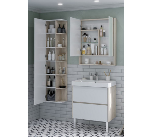 Зеркальный шкаф Aquaton Сканди 70 Белый / Дуб Верона 1A252202SDB20