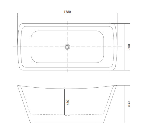 Ванна акриловая отдельностоящая Aquanet ВЕРСА 1780x800x630 мм со сливом и ножками AQ-4880