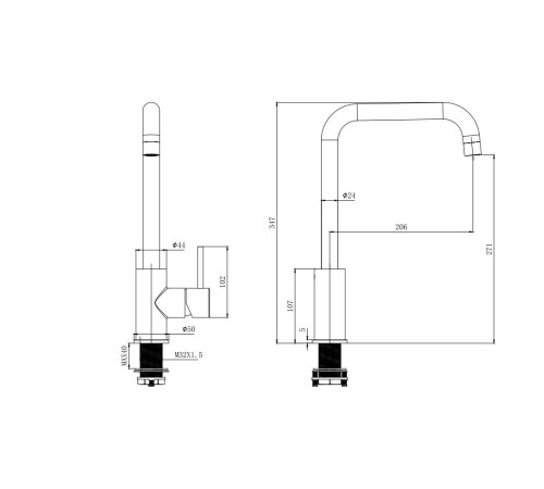 Смеситель для кухни Aquanet Вега квадратный излив хром AQ1080CR