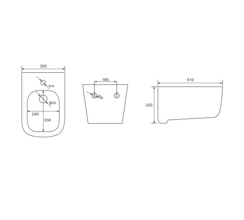 Биде подвесное Aquanet Дива 510x350x320 мм AQ1012-00