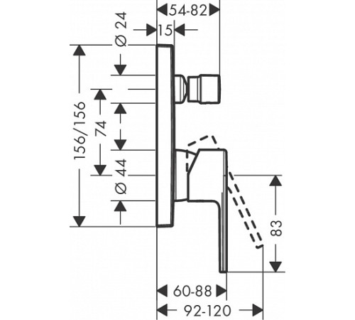 Смеситель для ванны hansgrohe Vernis Shape комплект 71468000/01800180 71468000S