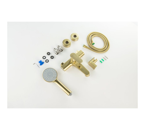 Смеситель для ванны Aquanet Oberon с душевым набором 3jet шлифованное золото AQ1249BG