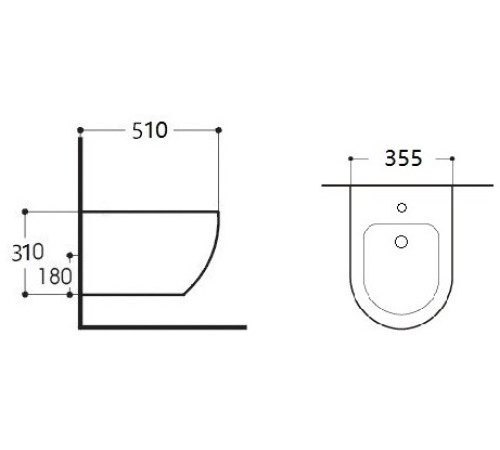 Биде подвесное Aquanet Европа 510x355x310 мм AQ1016-00