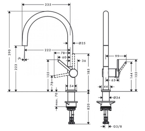 Смеситель для кухни Hansgrohe Talis M54 220 матовый черный 72804670