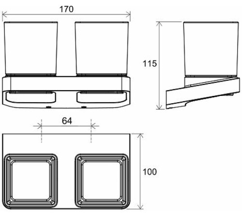 Держатель с двумя стаканами Ravak 10° TD 220.20 черный X07P558