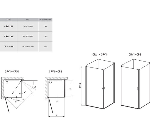 Душевая дверь RAVAK Chrome CRV1-100 блестящий Transparent 1QVA0C01Z1