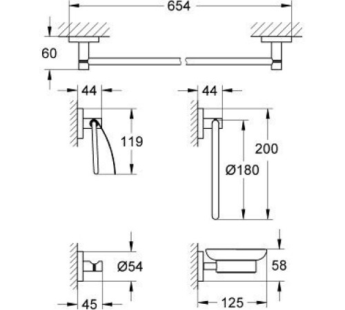 Набор аксессуаров для ванной Grohe Essentials 5 в 1 хром 40344001