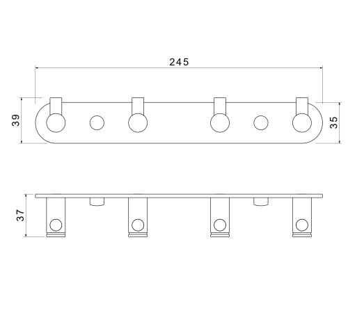 Планка с 4 крючками Aquanet Europa оружейная сталь AQ4123BGM