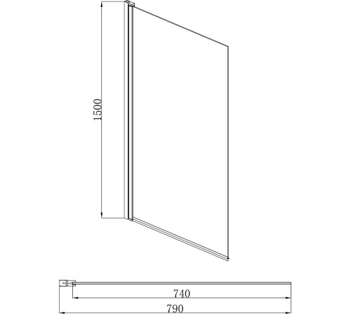 Шторка на ванну Aquanet Delta SBA 08015BL 800x1500 мм поворотная черный профиль AQ DEL SBA 08015BL