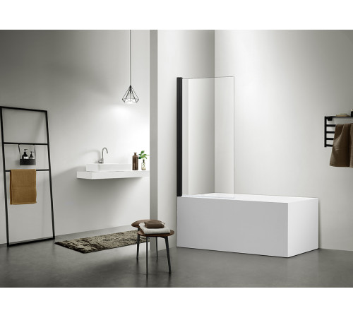 Шторка на ванну Aquanet Delta SBA 08015BL 800x1500 мм поворотная черный профиль AQ DEL SBA 08015BL