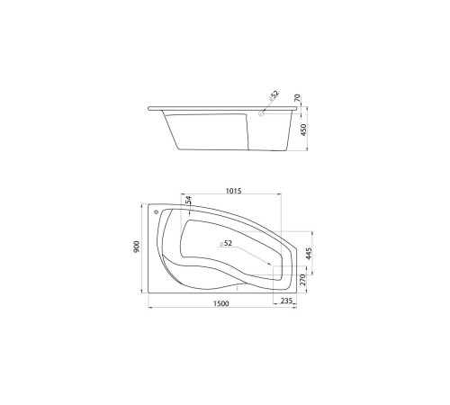 Ванна акриловая асимметричная Santek Майорка 150х90 см правая 1.WH11.1.985