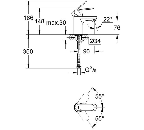 Смеситель для раковины Grohe Eurosmart Cosmopolitan хром 32824000