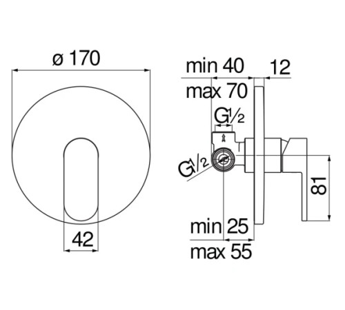 Смеситель для душа UP внешняя и скрытая часть хром UP94108CR