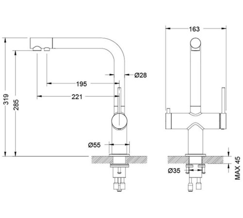 Смеситель для кухни Aquanet Европа под фильтр хром AQ1385CR