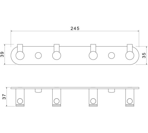 Планка с 4 крючками Aquanet Europa хром AQ4123CR