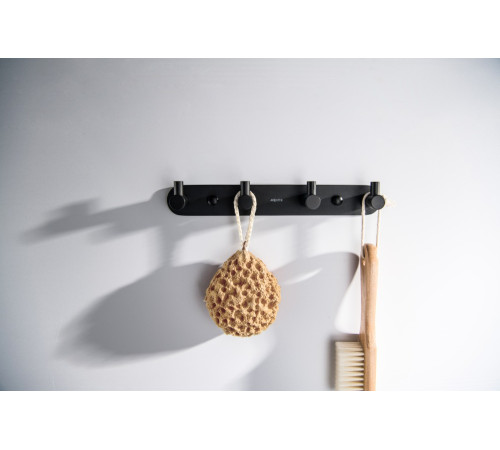 Планка с 4 крючками Aquanet Europa матовый черный AQ4123MB