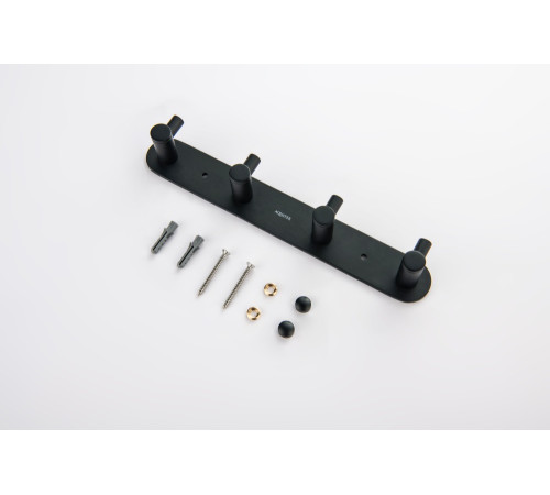 Планка с 4 крючками Aquanet Europa матовый черный AQ4123MB