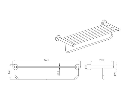 Полка для полотенец Aquanet Вега хром AQ4015CR