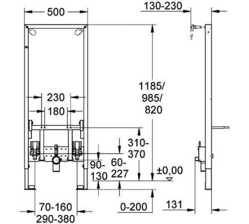 Монтажный элемент для биде GROHE Rapid SL высота 1.13 м 38553001