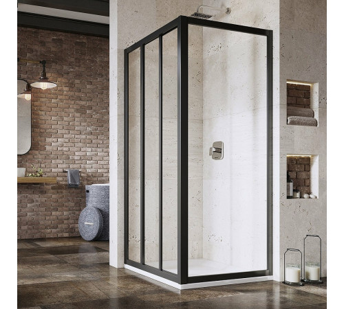Душевая стенка Ravak Supernova APSS-80 800x1980 мм черный/прозрачное стекло 940403R2Z1