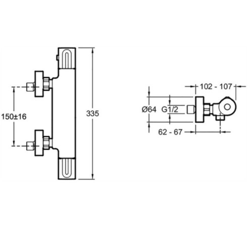 Смеситель для душа термостатический Jacob Delafon Metro хром E24394-CP