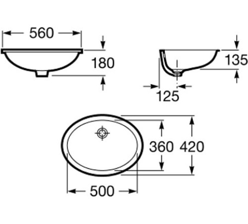 Раковина встраиваемая снизу Roca Berna 564х424х180 мм 327871001