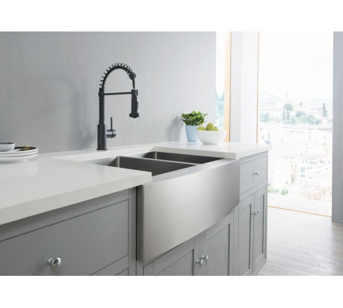 Смеситель для кухни Aquanet Европа профессиональный 2 jet матовый черный AQ1387MB