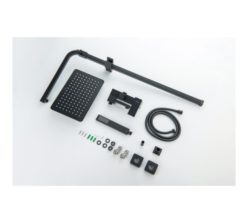 Душевая система Aquanet Либра AQ2640MB со смесителем для ванны 300х200 мм матовый черный AQ2640MB