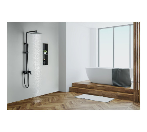 Душевая система Aquanet Либра AQ2640MB со смесителем для ванны 300х200 мм матовый черный AQ2640MB