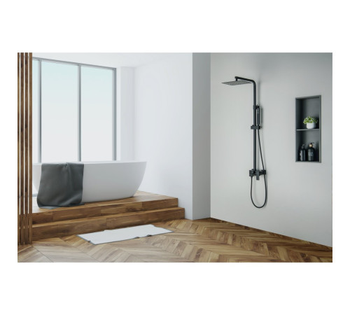 Душевая система Aquanet Либра AQ2640MB со смесителем для ванны 300х200 мм матовый черный AQ2640MB