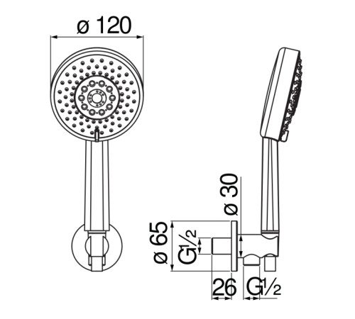 Душевой набор с шланговым подсоединением Nobili AD146/47WM белый матовый