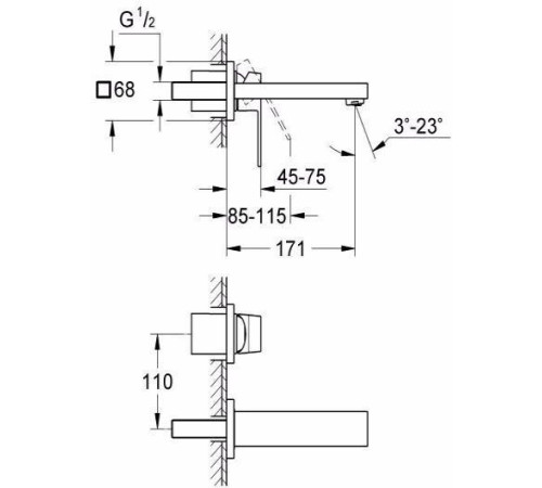 Внешняя часть смесителя для раковины GROHE Eurocube хром 19895000
